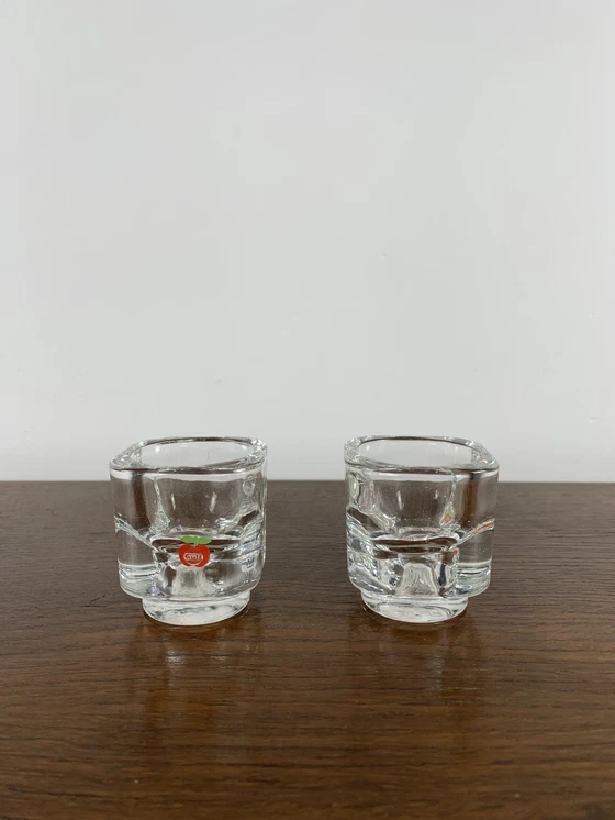 Image 1 of Gulf Glass Candle Holder Duo, 1970S