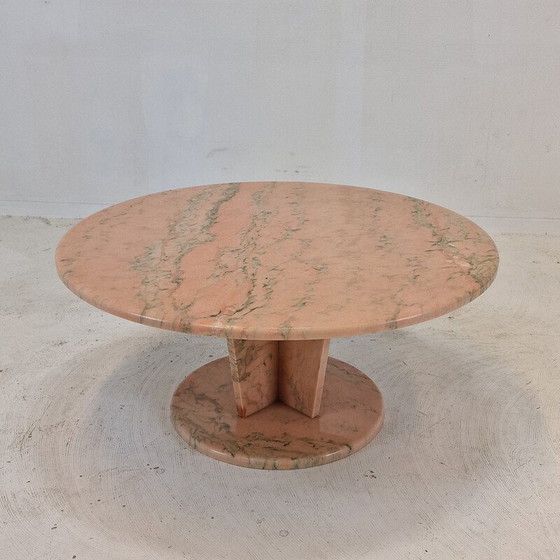 Image 1 of Vintage round marble coffee table, Italy 1980
