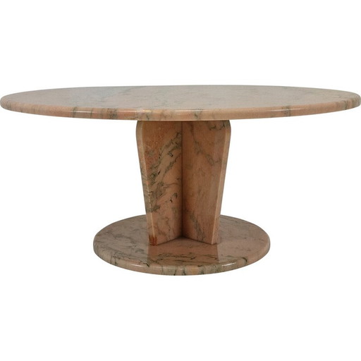 Vintage round marble coffee table, Italy 1980