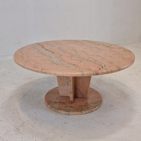 Image 1 of Vintage round marble coffee table, Italy 1980