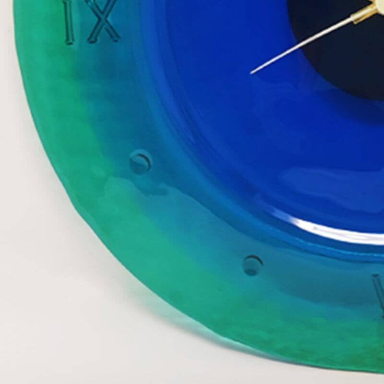 Image 1 of 1960S Wall Clock In Murano Glass By "Cà Dei Vetrai". Made In Italy