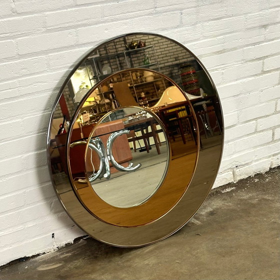 Image 1 of Wall Mirror Round From Metalvetro Galvorame With Brown Shades