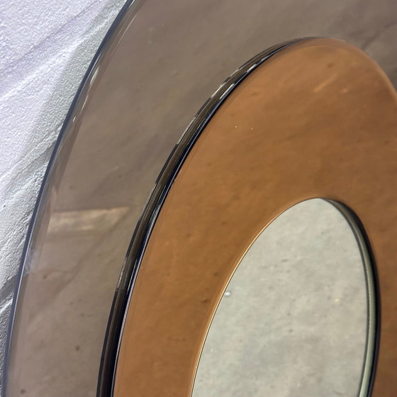 Image 1 of Wall Mirror Round From Metalvetro Galvorame With Brown Shades