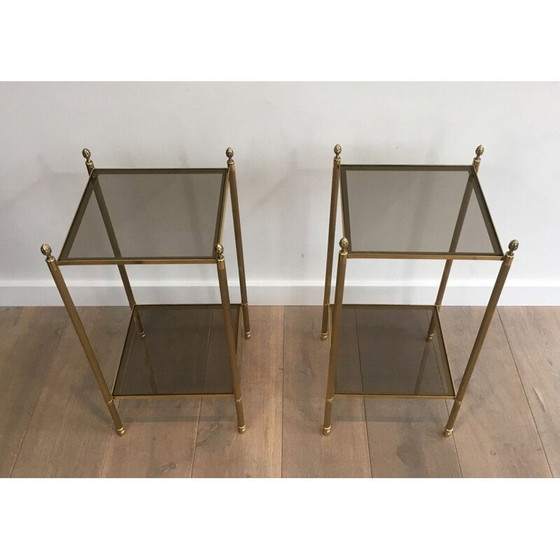Image 1 of Pair of vintage brass side tables for the House of Jansen, France 1940