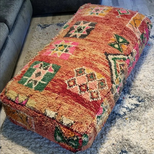 Xl Vintage Berber Pouf Of Real Wool