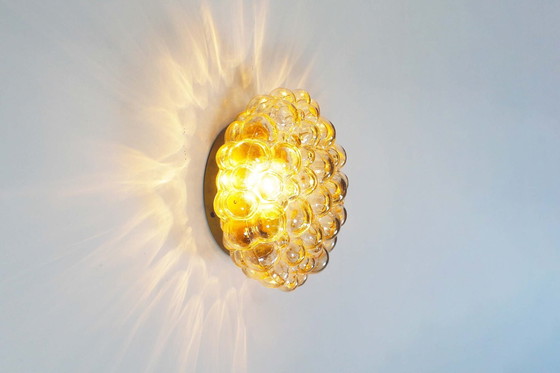 Image 1 of 1X Amber Glass Bubble Flush Mount Light By Helena Tynell For Glashutte Limburg