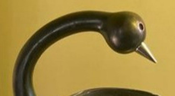 Image 1 of Bronze statue of swan/bird on marble base