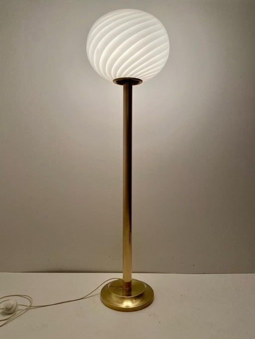 1X Murano And Brass Floor Lamp