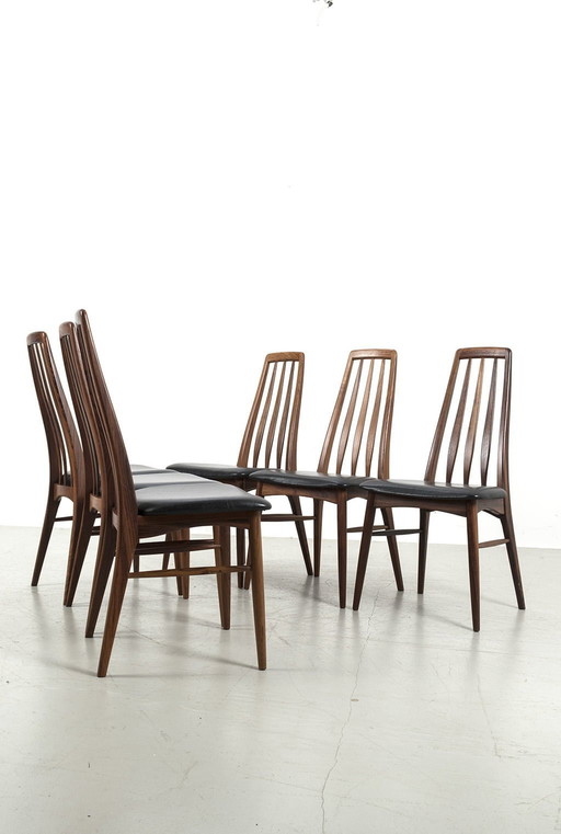 6 Niels Koefoed Eva Chairs With Black Leather No. 66420