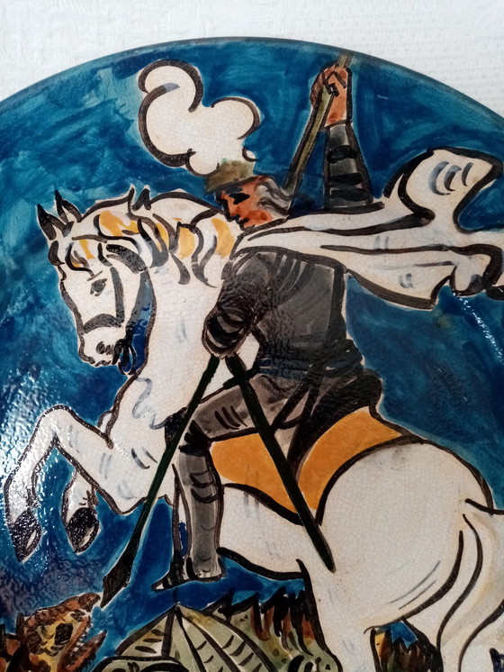 Image 1 of Large ceramic plate by Liégeois painter Andrée Pirotte