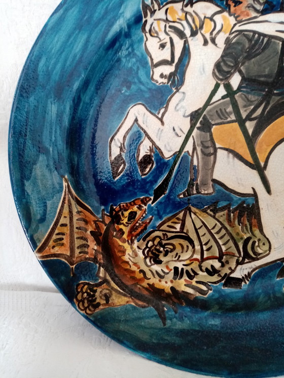 Image 1 of Large ceramic plate by Liégeois painter Andrée Pirotte