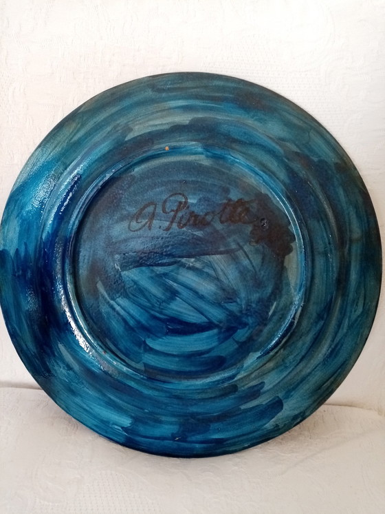 Image 1 of Large ceramic plate by Liégeois painter Andrée Pirotte