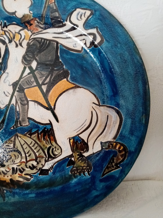 Image 1 of Large ceramic plate by Liégeois painter Andrée Pirotte