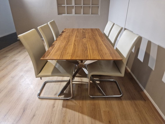 Image 1 of Hulsta Et1100 Dining Table - Wood - Chrome Base -New Condition