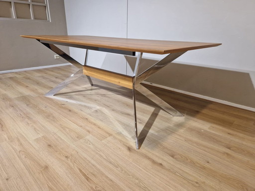 Hulsta Et1100 Dining Table - Wood - Chrome Base -New Condition