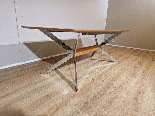 Hulsta Et1100 Dining Table - Wood - Chrome Base -New Condition