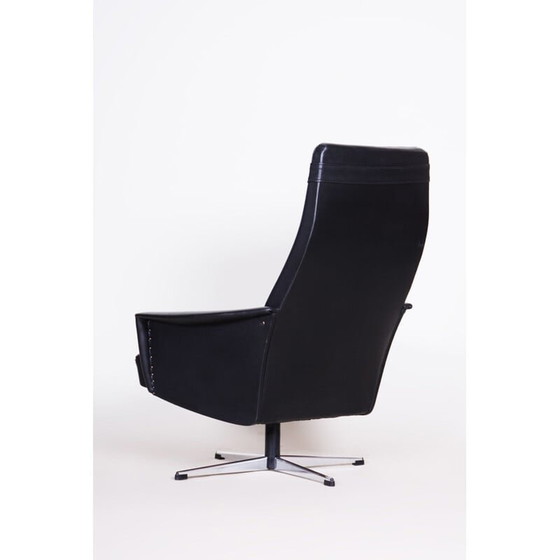 Image 1 of Poltrona vintage in pelle nera, Cecoslovacchia, anni '60