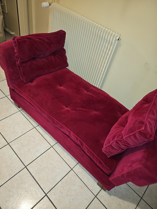 Red upholstered bench seat