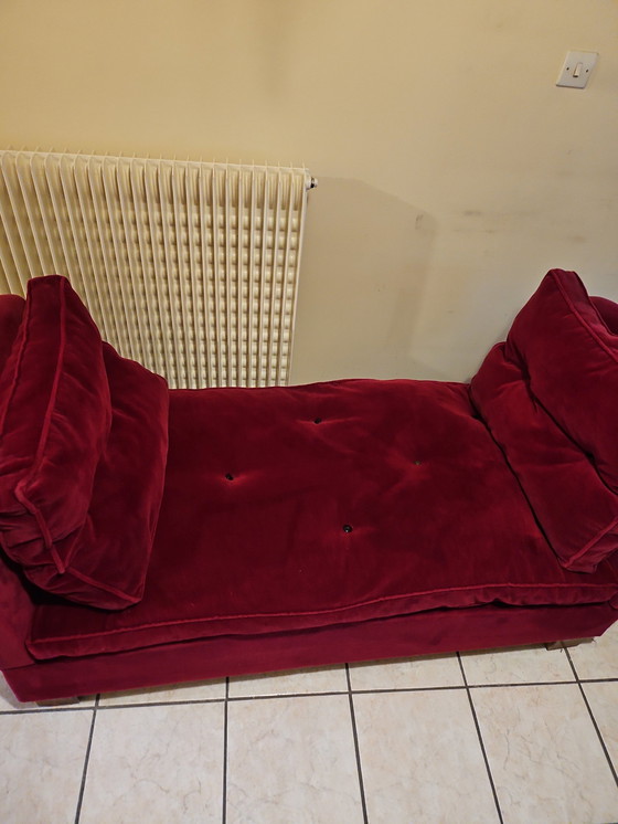 Image 1 of Red upholstered bench seat