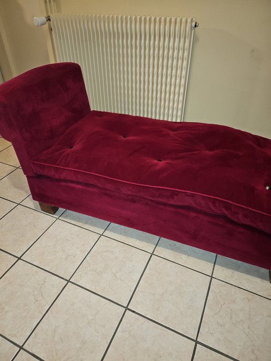 Image 1 of Red upholstered bench seat