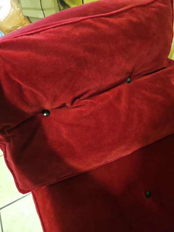 Image 1 of Red upholstered bench seat