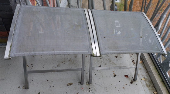 Image 1 of Garden Table Set, 6 Aluminum Chairs, Table And 2 Footstools