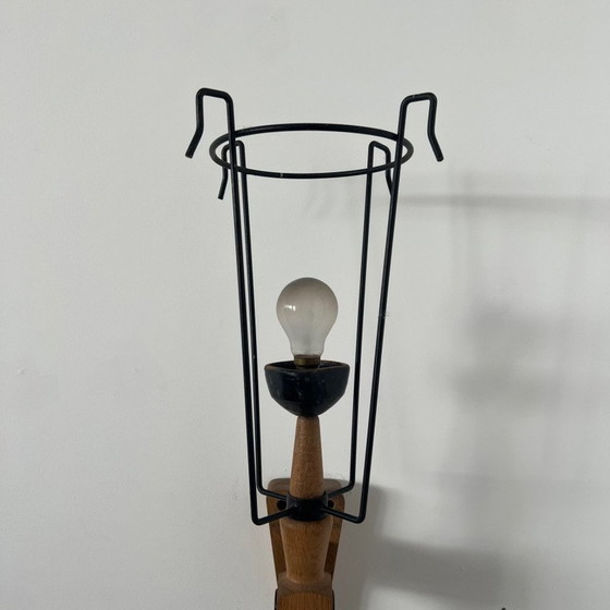 Image 1 of Mid-century oakwood single wall lamp by Guillerme et Chambron, France 1960s