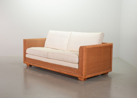 Image 1 of Luxurious Italian Gasparucci Reed White Lounge Greenhouse Sofa. Italy, 1980S