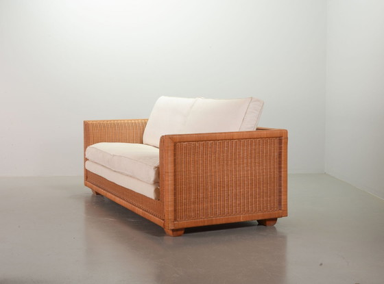 Image 1 of Luxurious Italian Gasparucci Reed White Lounge Greenhouse Sofa. Italy, 1980S