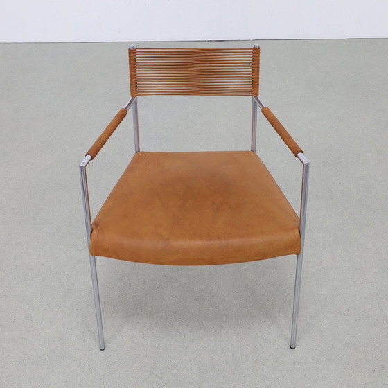 Image 1 of 2x Arm Chair in Leather and Stainless steel by Gerard van den Berg, 1990s