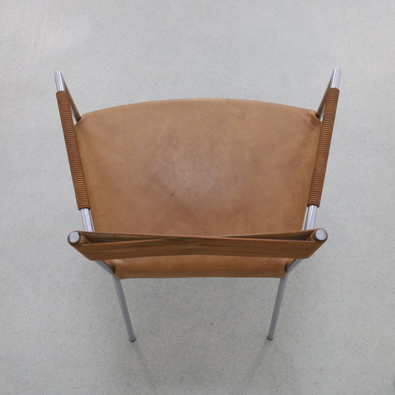 Image 1 of 2x Arm Chair in Leather and Stainless steel by Gerard van den Berg, 1990s