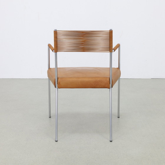 Image 1 of 2x Arm Chair in Leather and Stainless steel by Gerard van den Berg, 1990s