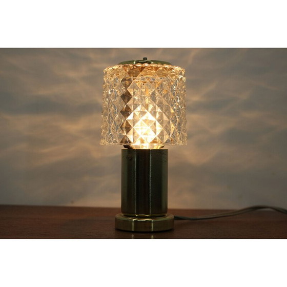 Image 1 of Vintage small table lamp by Kamenicky Senov in glass and brass 1970s