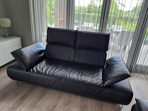 2x Koinor leather black sofa