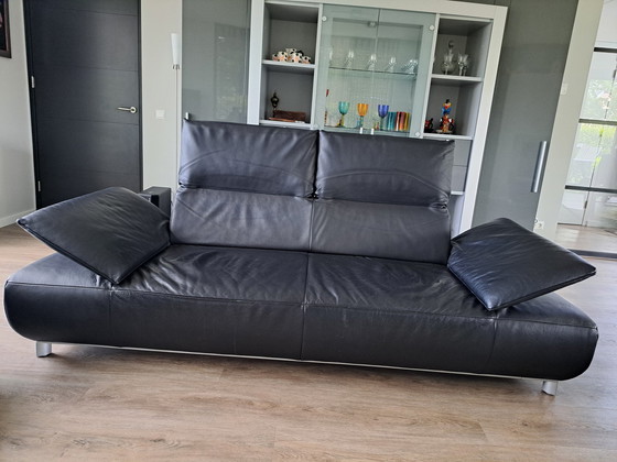 Image 1 of 2x Koinor leather black sofa