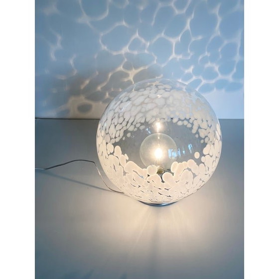 Image 1 of Contemporary Scenographic Murano White Murano Glass Table Lamp In 70'S Style