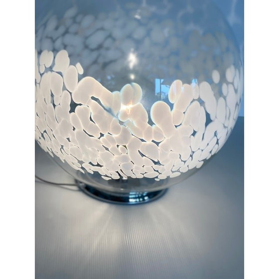 Image 1 of Contemporary Scenographic Murano White Murano Glass Table Lamp In 70'S Style