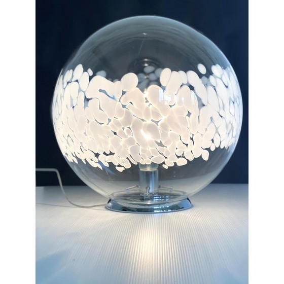 Image 1 of Contemporary Scenographic Murano White Murano Glass Table Lamp In 70'S Style