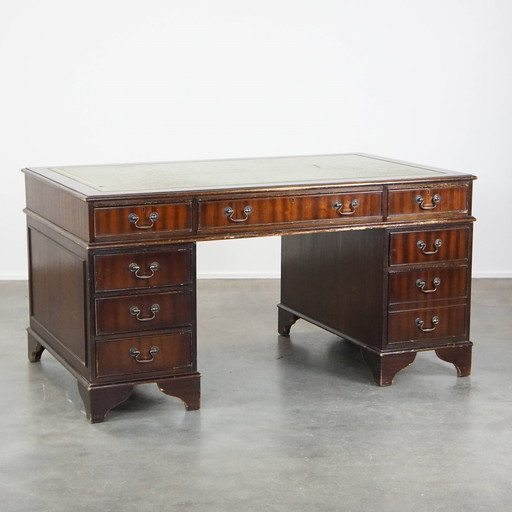 Chesterfield Desk With Green Leather Top