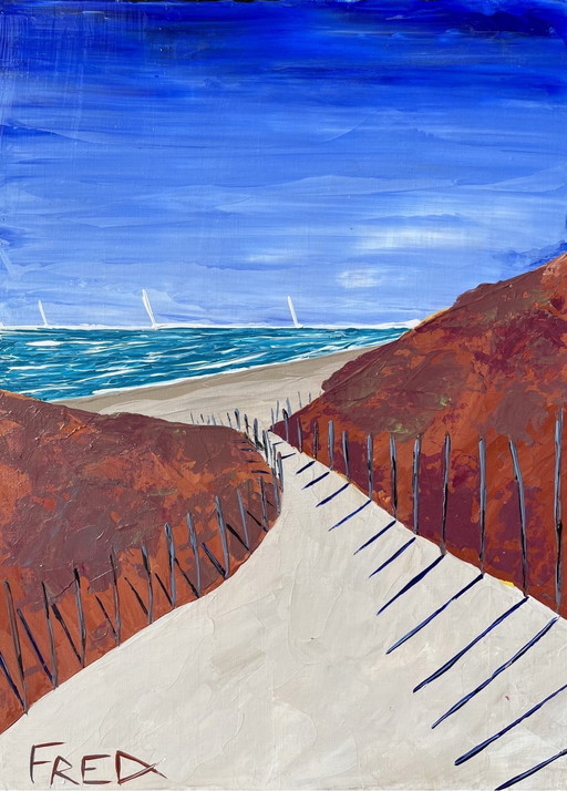 The Beach - Acrylic by Frédéric Cadiou