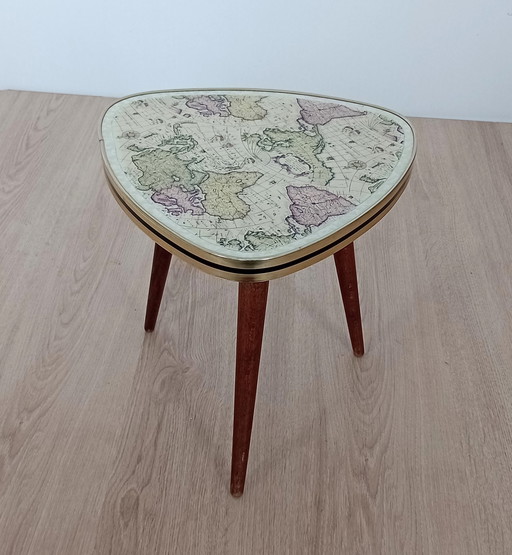 Fifties side table, plant table with world map motif