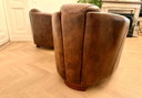 2 Stunning Antique Leather Aviator Armchairs
