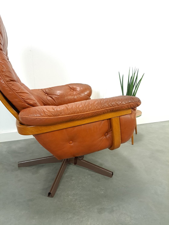 Image 1 of Swedish leather swivel armchair G Mobel Sweden