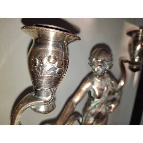Image 1 of Pair of vintage "art nouveau" candlesticks by Wmf, 1904