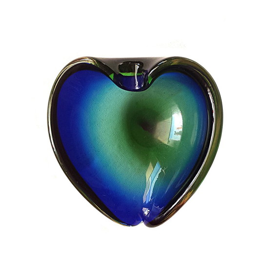 Image 1 of Mid-Century Italian Green and Blue Sommerso Murano Glass Bowl, 1960s