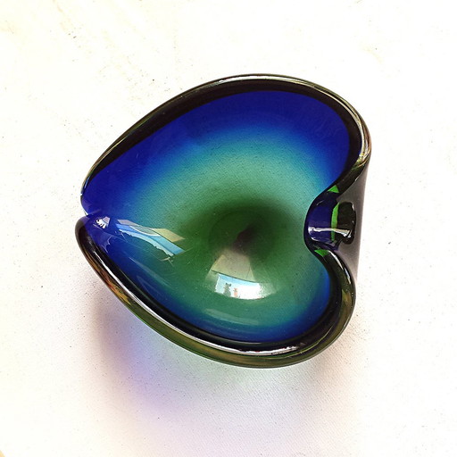 Bol en verre de Murano Sommerso vert et bleu, Italie du Mid Century, années 1960