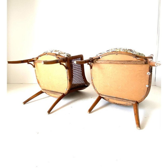 Image 1 of Vintage faux bamboo and rattan armchair for Giorgetti, Italy 1970