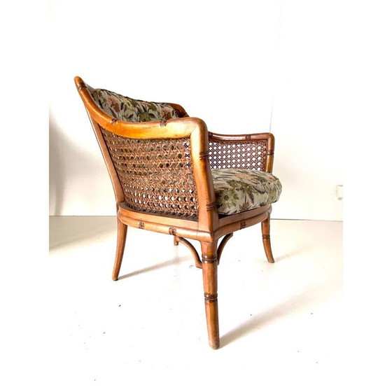 Image 1 of Vintage faux bamboo and rattan armchair for Giorgetti, Italy 1970