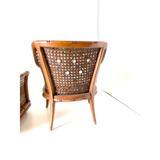 Image 1 of Vintage faux bamboo and rattan armchair for Giorgetti, Italy 1970