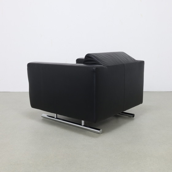 Image 1 of Chaise longue en cuir et chrome par Molinari, 1990